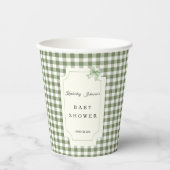 Sage Green Gingham en BowBaby Shower Papieren Bekers (Voorkant)