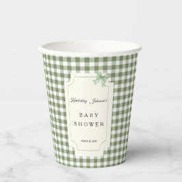 Sage Green Gingham en BowBaby Shower Papieren Bekers