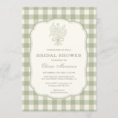 Sage Green Gingham Floral Photo Bridal Shower Kaart (Voorkant)