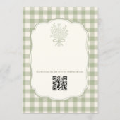Sage Green Gingham Floral QR Code Bridal Shower Kaart (Achterkant)