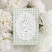 Sage Green Gingham Gekke Goose Baby shower Kaart