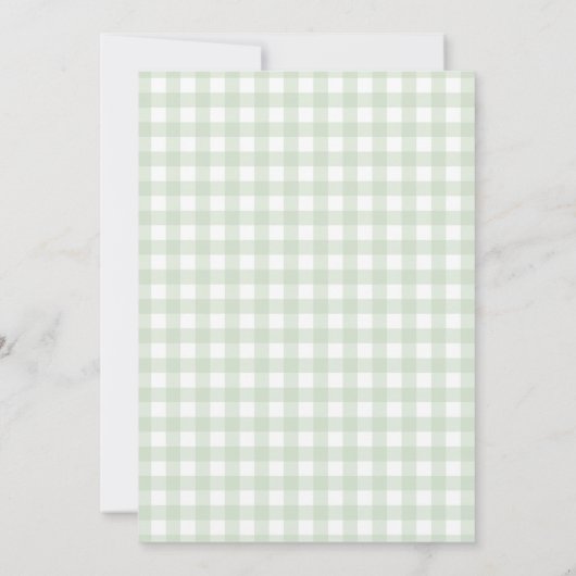 Sage Green Gingham Gekke Goose Baby shower Kaart (Achterkant)