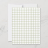 Sage Green Gingham Genderneutraal OH Baby shower Kaart (Achterkant)