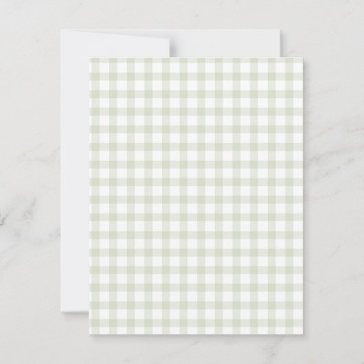 Sage Green Gingham Genderneutraal OH Baby shower Kaart (Achterkant)