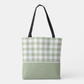 Sage Green Gingham | Gepersonaliseerd Tote Bag (Achterkant)