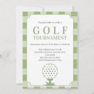 Sage Green Gingham Golf Toernooi Kaart