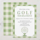 Sage Green Gingham Golf Toernooi Kaart (Voorkant / Achterkant)