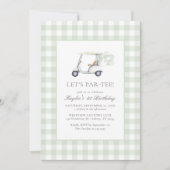 Sage Green Gingham Golf Verjaardag Kaart (Voorkant)