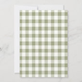Sage Green Gingham Goose Baby Shower Invitation Kaart (Achterkant)