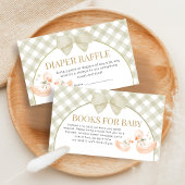Sage Green Gingham Goose Shower Books for Baby Informatiekaartje