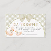 Sage Green Gingham Goose Shower Diaper Raffle Informatiekaartje (Voorkant)