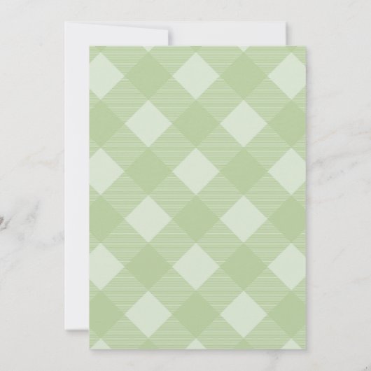 Sage Green Gingham Herfst Pompoen Thema Verjaardag Kaart (Achterkant)