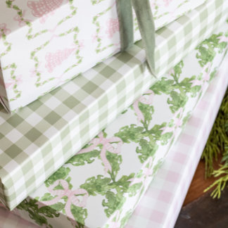 Sage Green Gingham inpakpapier