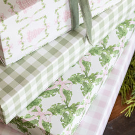 Sage Green Gingham inpakpapier Vel