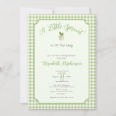 Sage Green Gingham Little Sprout Baby Shower Kaart (Voorkant)