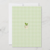 Sage Green Gingham Little Sprout Baby Shower Kaart (Achterkant)