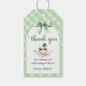 Sage Green Gingham Lucky Duck Verjaardagscadeau La Cadeaulabel (Achterkant)