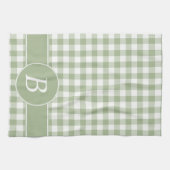 Sage Green Gingham Monogram Kitchen Towel Theedoek (Horizontaal)