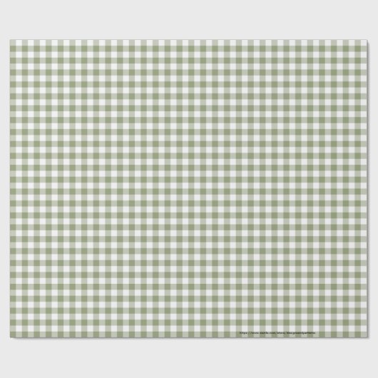 Sage Green Gingham Neutral Elegant Checkpattern Cadeaupapier (Vlak)