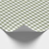 Sage Green Gingham Neutral Elegant Checkpattern Cadeaupapier (Hoek)