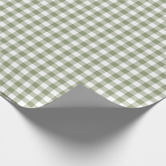 Sage Green Gingham Neutral Elegant Checkpattern Cadeaupapier (Hoek)