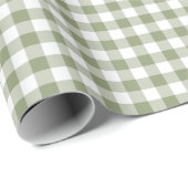 Sage Green Gingham Neutral Elegant Checkpattern Cadeaupapier (Rol Hoek)