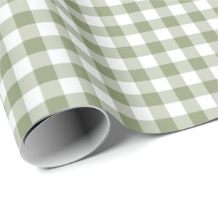 Sage Green Gingham Neutral Elegant Checkpattern Cadeaupapier