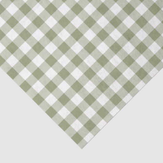 Sage Green Gingham Neutral Elegant Checkpattern Tissuepapier (Detail)