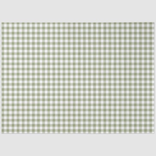 Sage Green Gingham Neutral Elegant Checkpattern Tissuepapier (Voorkant)