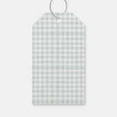Sage Green Gingham One Lucky Duck Balloon Verjaard Cadeaulabel (Achterkant)