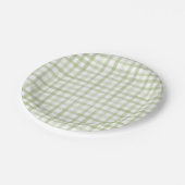 Sage Green Gingham Papieren Bordje (Gekanteld)