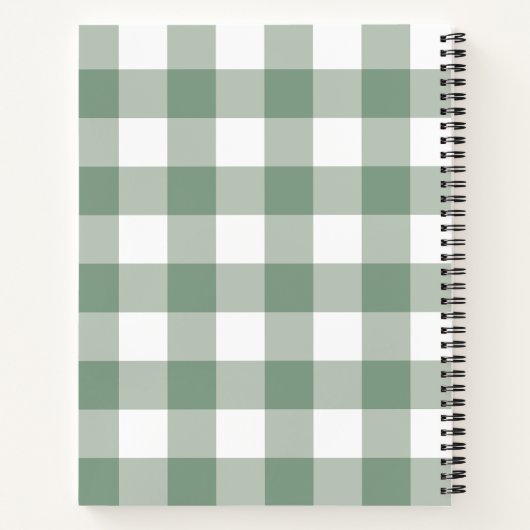 Sage Green Gingham Patroon Recept Cookbook Notitieboek (Achterkant)