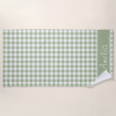 Sage Green Gingham Pattern | Gepersonaliseerd Strandlaken (Voorkant)