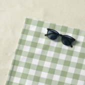Sage Green Gingham Pattern | Gepersonaliseerd Strandlaken (In situ)