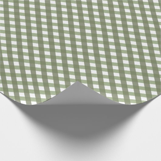 Sage Green Gingham Patterned Cadeaupapier (Hoek)