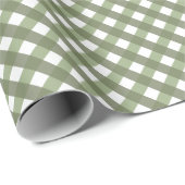 Sage Green Gingham Patterned Cadeaupapier (Rol Hoek)