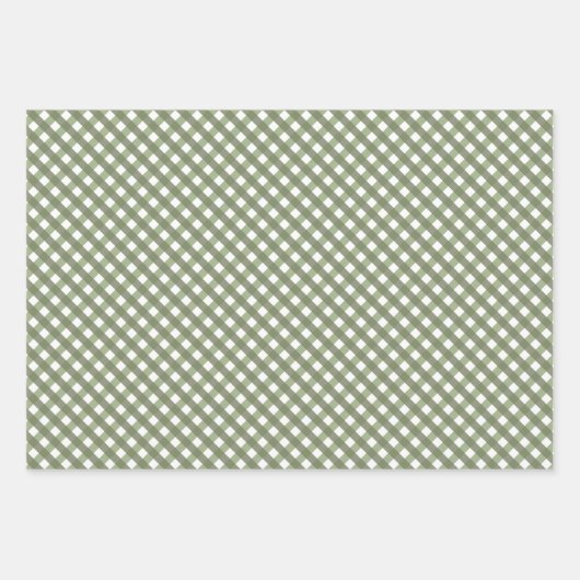 Sage Green Gingham Patterned Inpakpapier Vel (Voorkant 3)