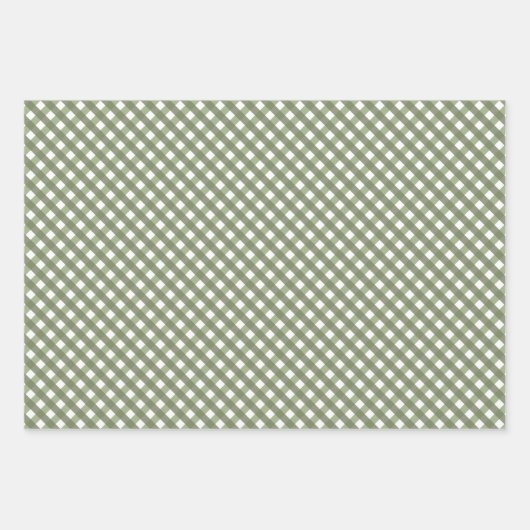 Sage Green Gingham Patterned Inpakpapier Vel (Voorkant)
