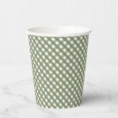 Sage Green Gingham Patterned Papieren Bekers (Links)