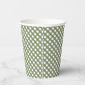 Sage Green Gingham Patterned Papieren Bekers (Rechts)