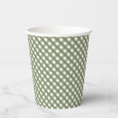 Sage Green Gingham Patterned Papieren Bekers (Voorkant)