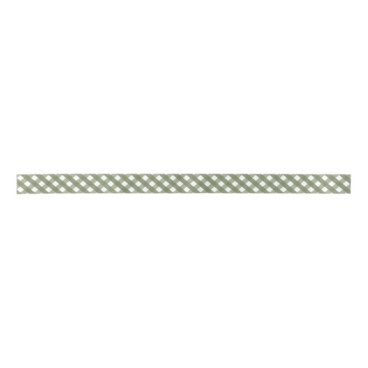 Sage Green Gingham Patterned Satijnen Lint (Voorkant)