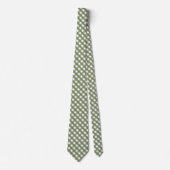 Sage Green Gingham Patterned Stropdas (Voorkant)