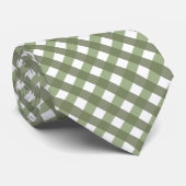Sage Green Gingham Patterned Stropdas (Opgerold)