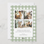 Sage Green Gingham Plaid 5 Photo Christmas Feestdagenkaart (Achterkant)