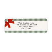 Sage Green Gingham Plaid Christmas Etiket (Voorkant)