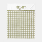 Sage Green Gingham Plaid Gepersonaliseerd Fleece Deken (Voorkant)