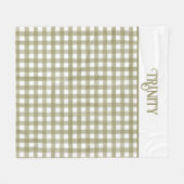 Sage Green Gingham Plaid Gepersonaliseerd Fleece Deken (Voorkant (Horizontaal))