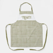 Sage Green Gingham Plaid Gepersonaliseerd Schort (Voorkant)