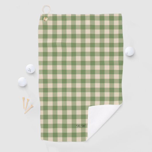 Sage Green Gingham Plaid Golfhanddoek (Insitu)